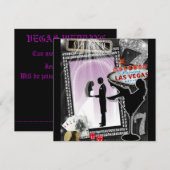 Paarse Vegas bruiloft Invites Kaart (Voorkant / Achterkant)