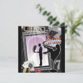 Paarse Vegas bruiloft Invites Kaart (Staand voorkant)