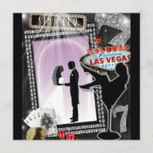 Paarse Vegas bruiloft Invites