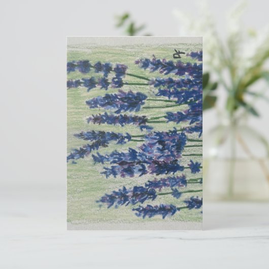 Paarse veld plat dank u kaart (Staand voorkant)