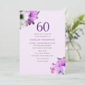 Paarse ventilator 60e verjaardag uitnodiging (Staand voorkant)