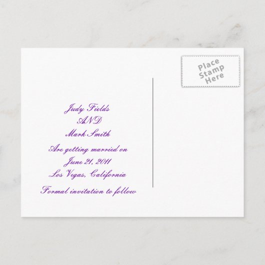 Paarse ventilator - Aangepast sparen het Briefkaar Aankondigingskaart (Achterkant)