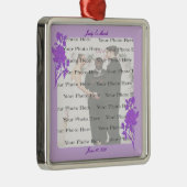 Paarse ventilator Aangepast vierkant Zilver Orname Metalen Ornament (Rechts)