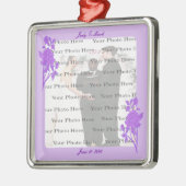 Paarse ventilator Aangepast vierkant Zilver Orname Metalen Ornament (Links)