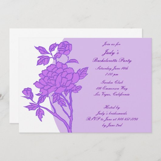 Paarse Ventilator Aangepaste Bachelorette Kaart (Voorkant / Achterkant)