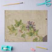 Paarse ventilator en bladeren op de onderdruk tissuepapier (Craft)