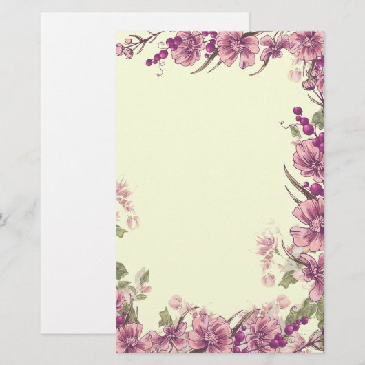 Paarse ventilator en grenspost voor bessen briefpapier (Voorkant / Achterkant)