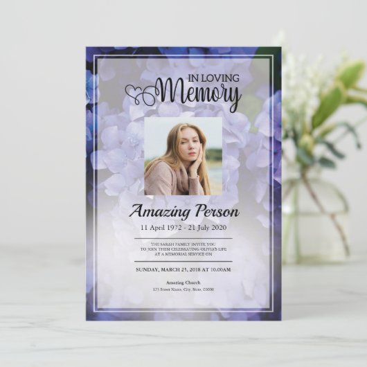 Paarse ventilator Funeral order of service Invitat Kaart (Staand voorkant)