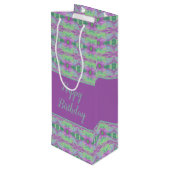 Paarse ventilator, gebarsten wasachtige tas wijn cadeautas (Achterkant Gekanteld)