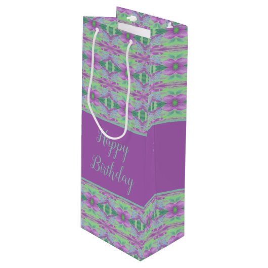 Paarse ventilator, gebarsten wasachtige tas wijn cadeautas (Voorkant Gekanteld)