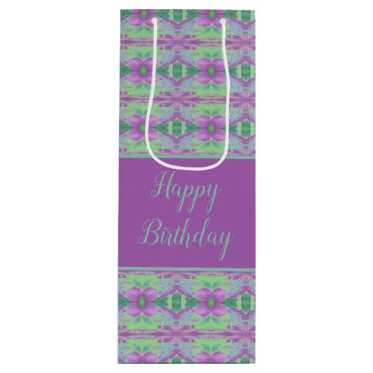 Paarse ventilator, gebarsten wasachtige tas wijn cadeautas (Voorkant)