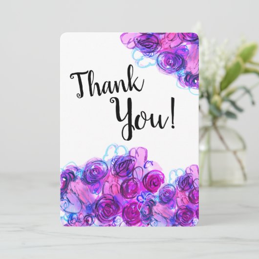 Paarse ventilator Hartelijk dank voor uw flatkaart Bedankkaart (Staand voorkant)
