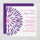 Paarse ventilator op White Bridal Shower Invitatio Kaart (Voorkant / Achterkant)