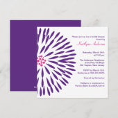 Paarse ventilator op White Bridal Shower Invitatio Kaart (Voorkant / Achterkant)