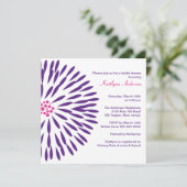 Paarse ventilator op White Bridal Shower Invitatio Kaart (Staand voorkant)