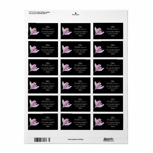 Paarse ventilator op zwart retouradres etiket (Full Sheet)