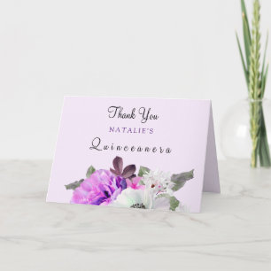  Paarse ventilator Quinceanera Hartelijk dank Bedankkaart