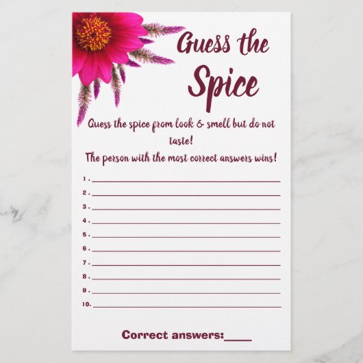 Paarse ventilator raadt de Spice Game Card aan Flyer (Voorkant)