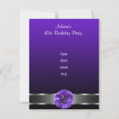 Paarse ventilator Silver Fabulous 40th Kaart (Achterkant)