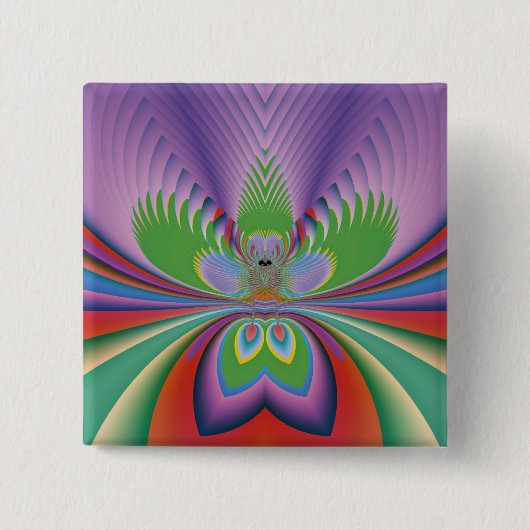 Paarse ventilator vierkante button 5,1 cm (Voorkant)