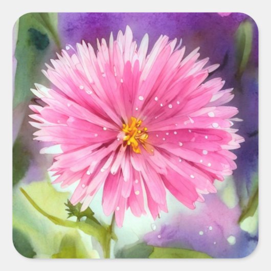 Paarse ventilator vierkante sticker (Voorkant)