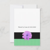 Paarse ventilator zwarte ribbon Birthday uitnodigi Kaart (Achterkant)