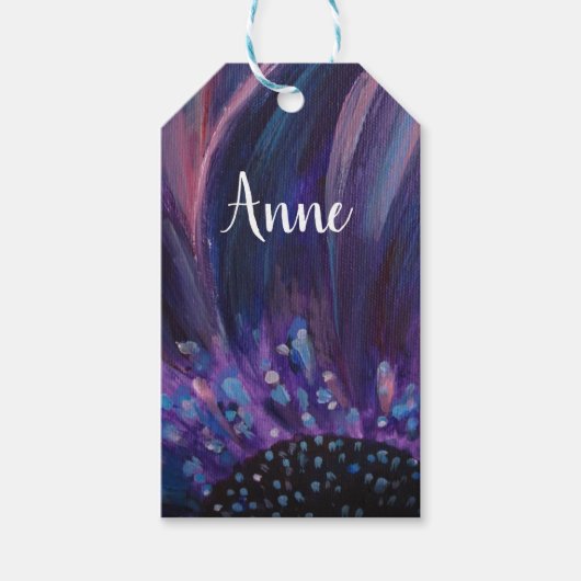 Paarse ventilatorbladeren Art, aangepast Label voo Cadeaulabel (Voorkant)