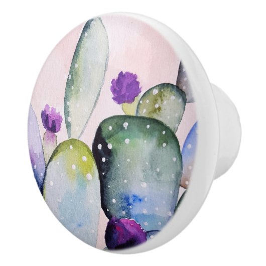 Paarse ventilatorcactus (neopal) keramische knop (Rechts)