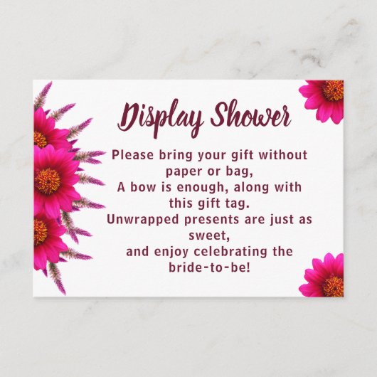 Paarse ventilatordisplay (Bridal Wedding Shower) Informatiekaartje (Voorkant)