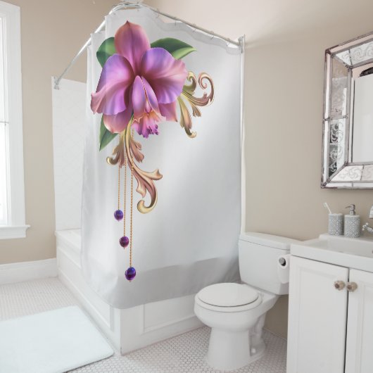 Paarse ventilatordouchergordijn douchegordijn (In situ)