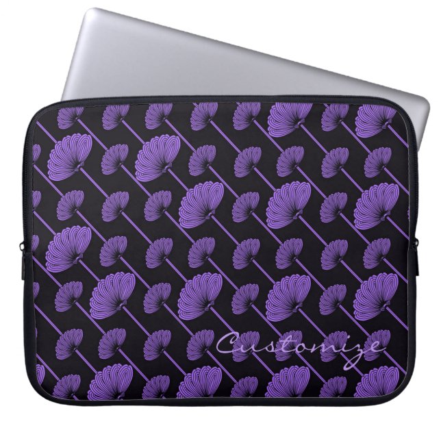 Paarse ventilatorhoezen met ventilatorpatronen laptop sleeve (Voorkant)