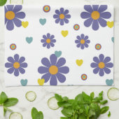 paarse ventilatorpatroon van 1970 theedoek (Gevouwen)