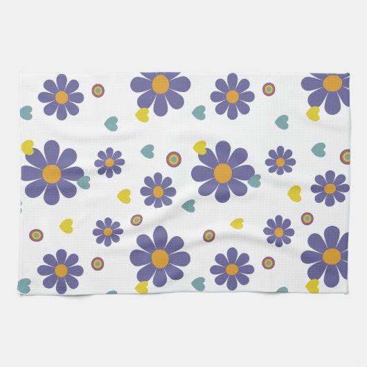 paarse ventilatorpatroon van 1970 theedoek (Horizontaal)