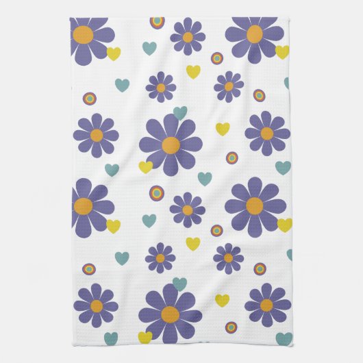 paarse ventilatorpatroon van 1970 theedoek (Verticaal)