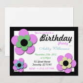 Paarse ventilatorrelen Dazzle Birthday-uitnodiging Kaart (Voorkant / Achterkant)