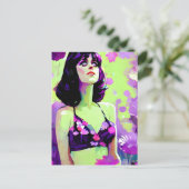 Paarse ventilatorretroflectoren voor vrouwen briefkaart (Staand voorkant)