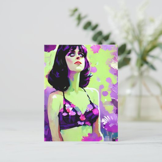 Paarse ventilatorretroflectoren voor vrouwen briefkaart (Staand voorkant)