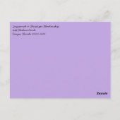 Paarse ventilatorventiel en insect op maat briefkaart (Achterkant)