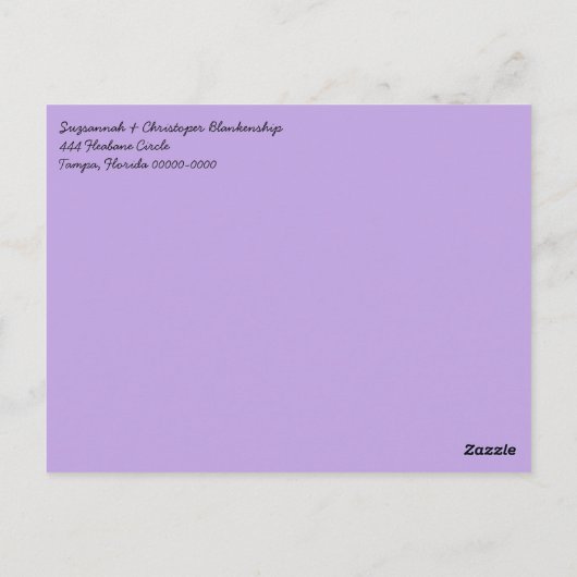 Paarse ventilatorventiel en insect op maat briefkaart (Achterkant)