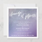 Paarse verandering van plannen uitgestelde bruilof kaart (Voorkant)