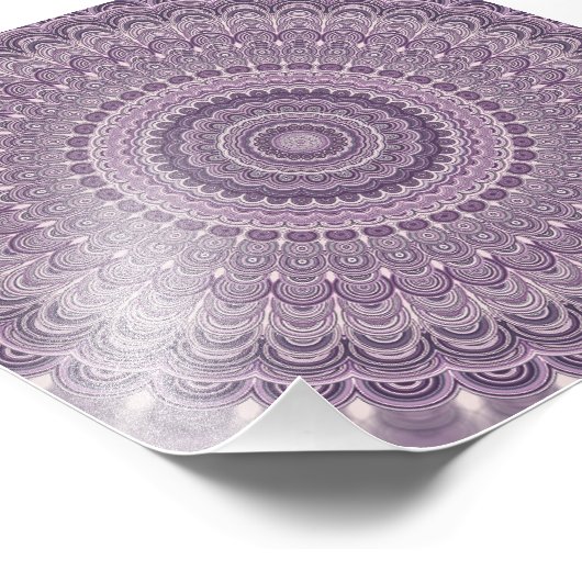 Paarse veren mandala foto afdruk (Hoek)