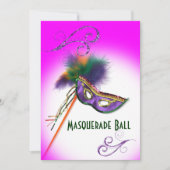Paarse Veren Masker Paarse Masquerade Party Kaart (Voorkant)