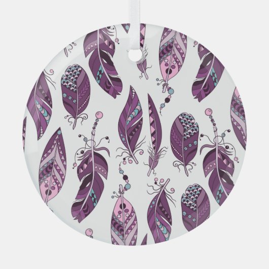 Paarse veren:  siernaadloos. glas ornament (Voorkant)