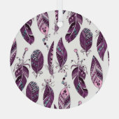 Paarse veren:  siernaadloos. glas ornament (Achterkant)