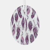 Paarse veren:  siernaadloos. glas ornament (Voorkant links)