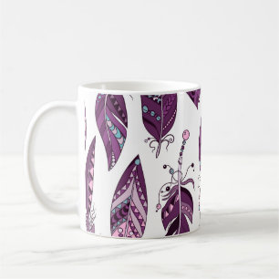 Paarse veren:  siernaadloos. koffiemok