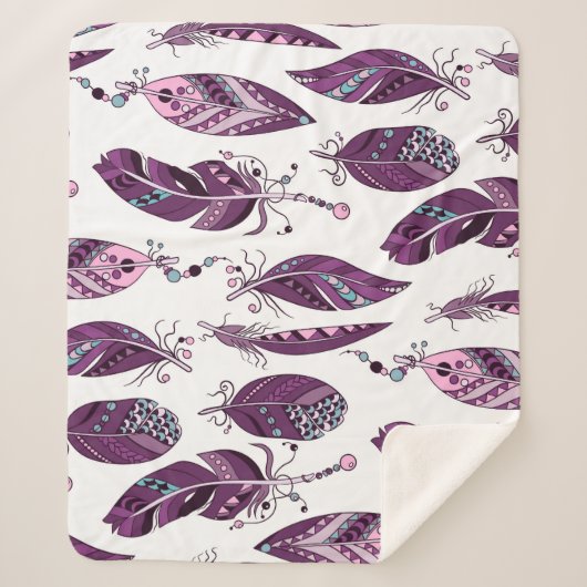 Paarse veren:  siernaadloos. sherpa deken (Voorkant)