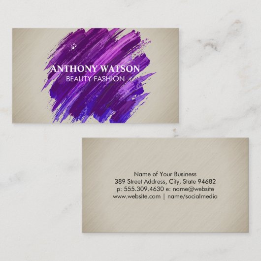 Paarse verf geborsteld | Eenvoudige textuur Visitekaartje (Voorkant / Achterkant)
