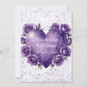 Paarse verf hart en rozen bruiloft save the date (Voorkant)