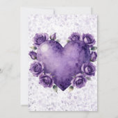 Paarse verf hart en rozen bruiloft save the date (Achterkant)